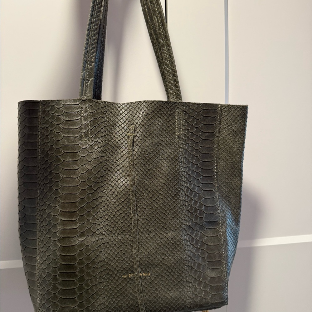 Maison Fangli Chic Olive Textured Tote Bag